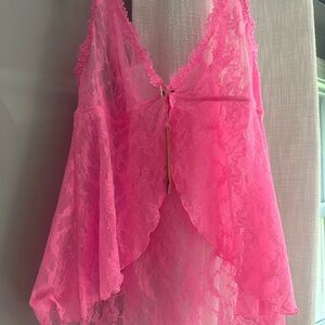 SKIMS Vibrant Pink Lace Chemise